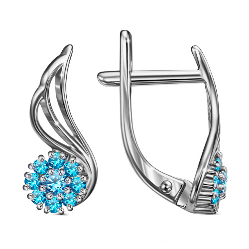 Серебряные cерьги классические с фианитом