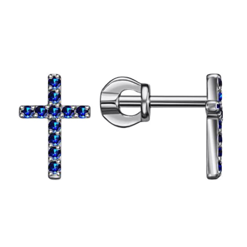 Серебряные cерьги пусеты (гвоздики) с фианитом