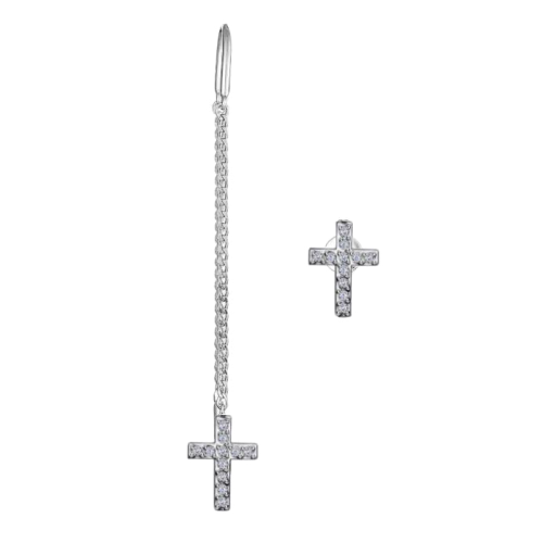 Серебряные cерьги классические с фианитом