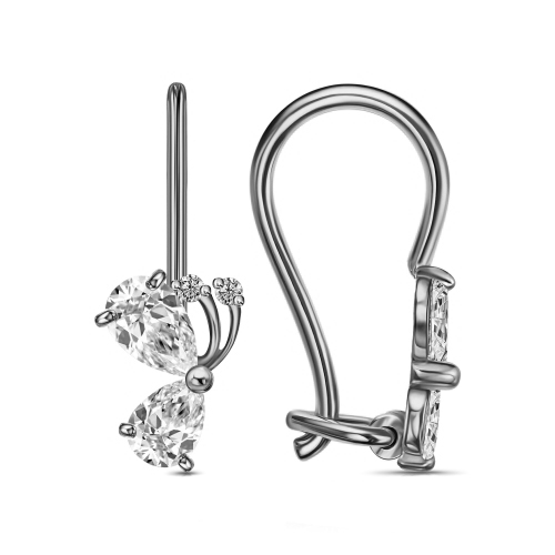 Серебряные cерьги классические с фианитом