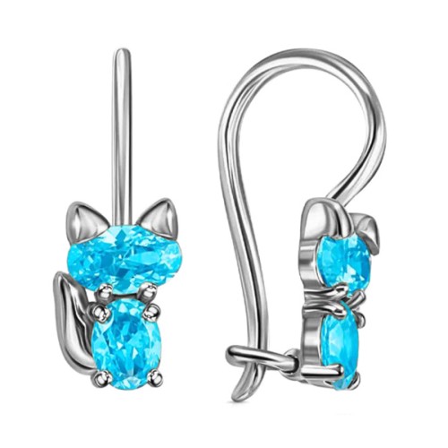 Серебряные cерьги классические с фианитом