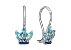 Серебряные cерьги классические с фианитом