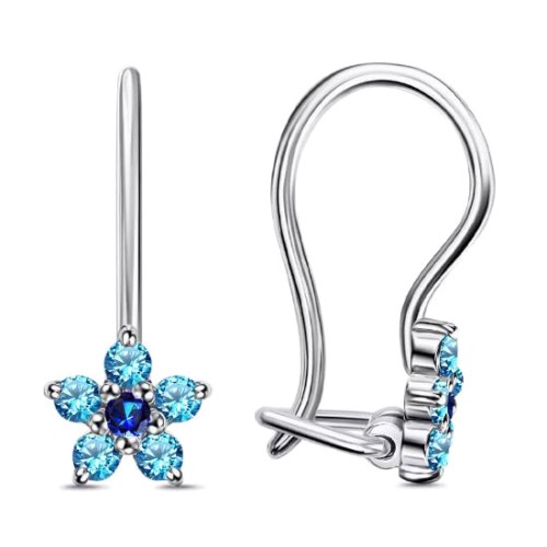 Серебряные cерьги классические с фианитом