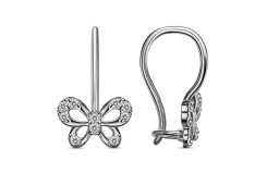 Серебряные cерьги классические с фианитом