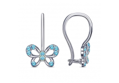 Серебряные cерьги классические с фианитом