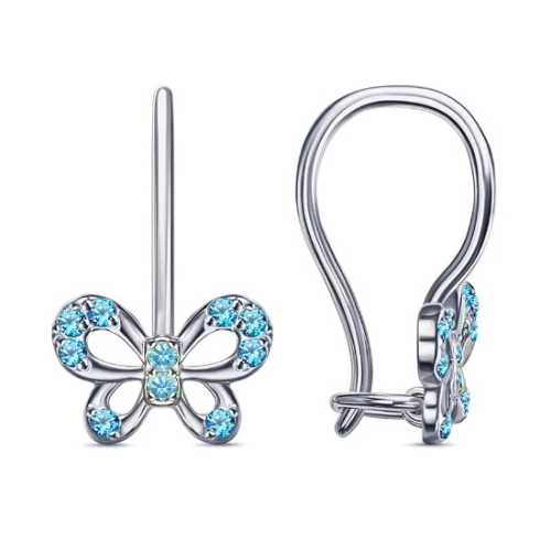 Серебряные cерьги классические с фианитом