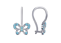 Серебряные cерьги классические с фианитом