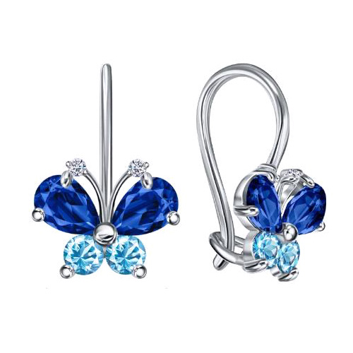 Серебряные cерьги классические с фианитом