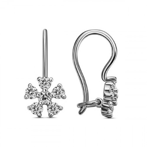 Серебряные cерьги классические с фианитом