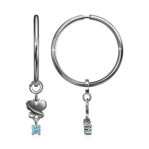 Серебряные cерьги конго с фианитом