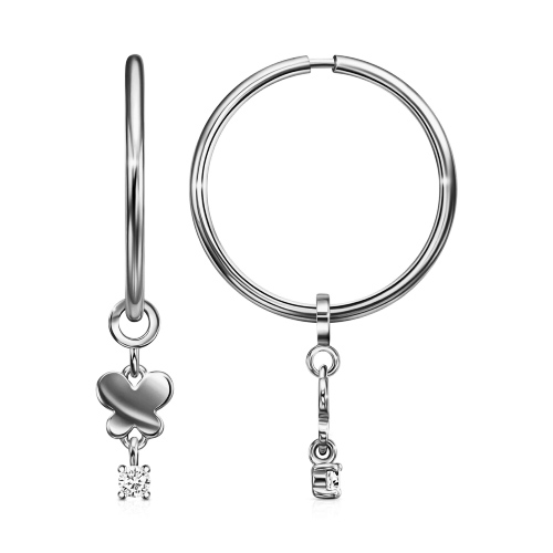 Серебряные cерьги конго с фианитом