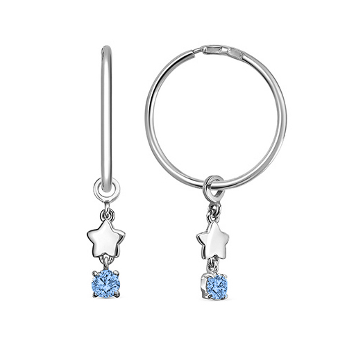 Серебряные cерьги конго с фианитом