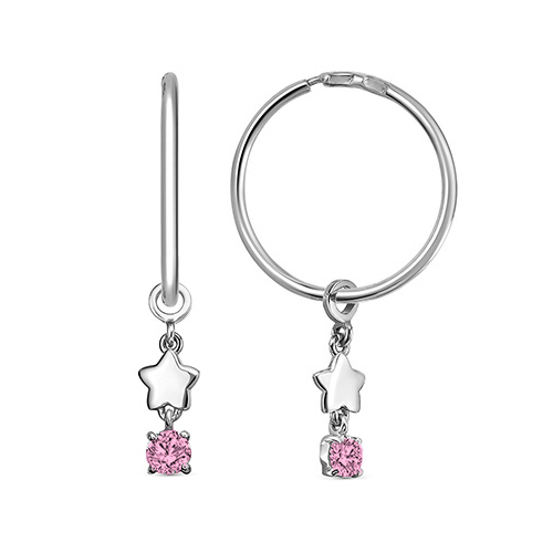 Серебряные cерьги конго с фианитом