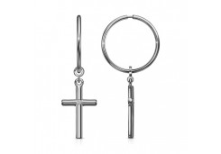 Серебряные cерьги конго с фианитом