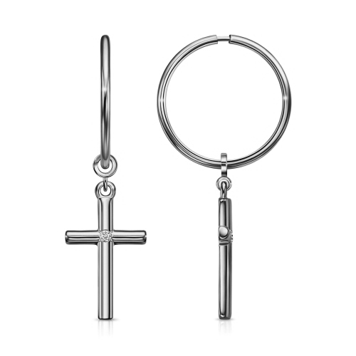 Серебряные cерьги конго с фианитом