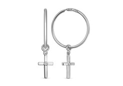 Серебряные cерьги конго с фианитом