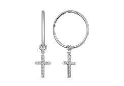 Серебряные cерьги конго с фианитом