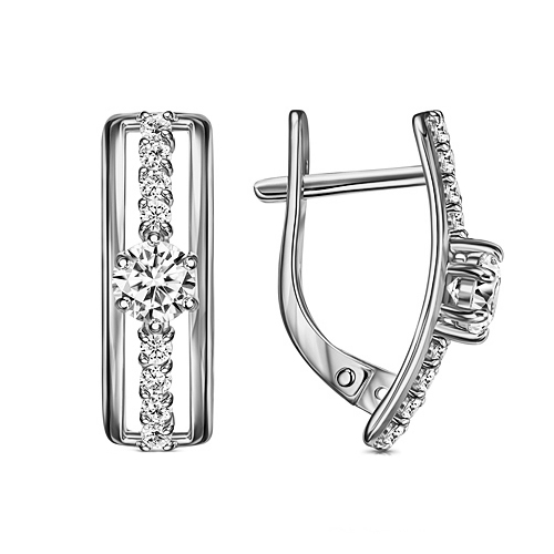 Серебряные cерьги классические с фианитом