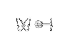 Серебряные cерьги пусеты (гвоздики) с фианитом