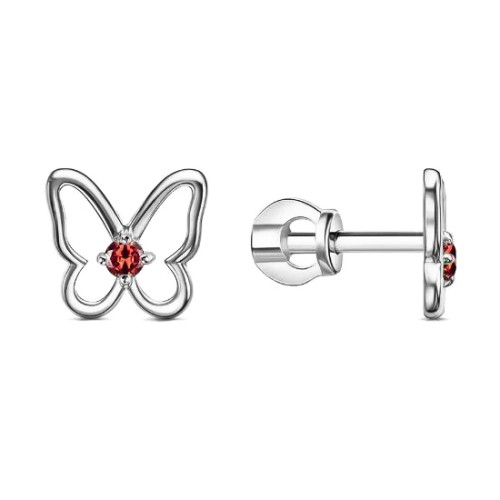 Серебряные cерьги пусеты (гвоздики) с фианитом