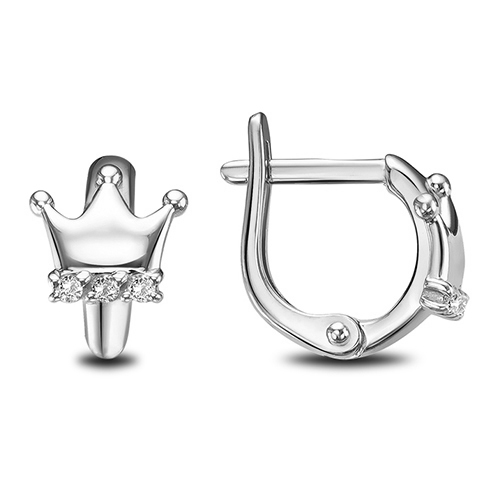 Серебряные cерьги классические с фианитом