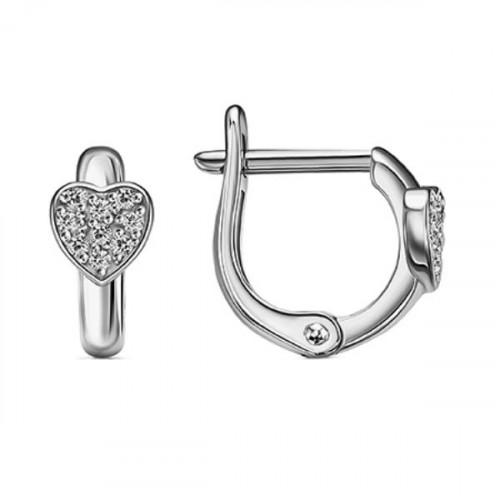 Серебряные cерьги классические с фианитом
