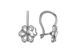 Серебряные cерьги классические с фианитом