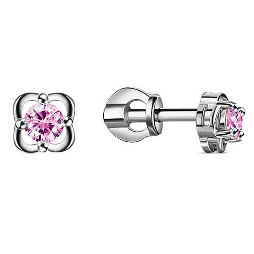 Серебряные cерьги пусеты (гвоздики) с фианитом