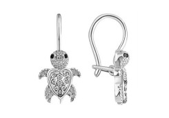 Серебряные cерьги классические с фианитом