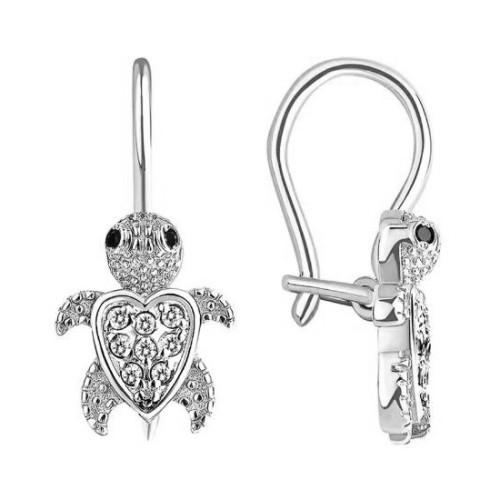 Серебряные cерьги классические с фианитом