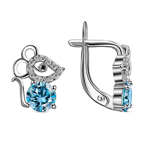 Серебряные cерьги классические с фианитом