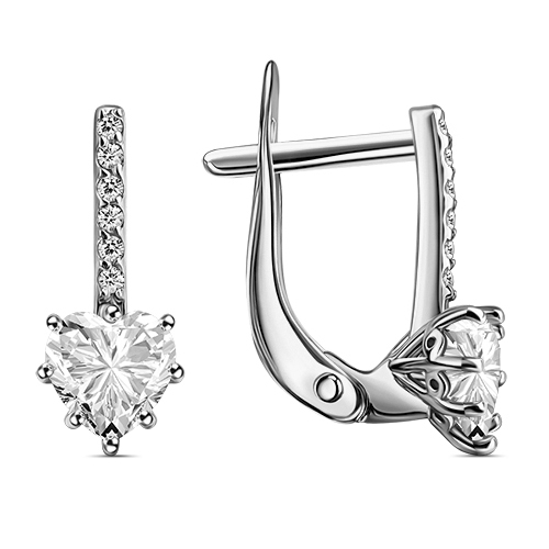 Серебряные cерьги классические с фианитом