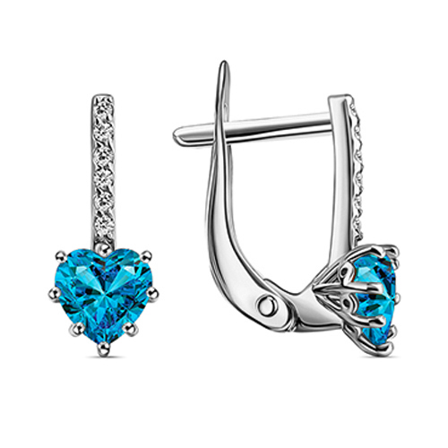 Серебряные cерьги классические с фианитом