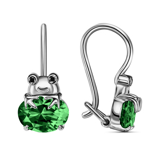 Серебряные cерьги классические с фианитом