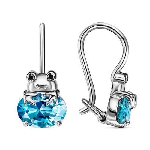 Серебряные cерьги классические с фианитом