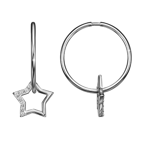 Серебряные cерьги конго с фианитом