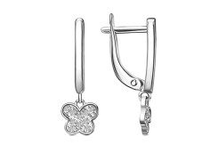 Серебряные cерьги висячие с фианитом