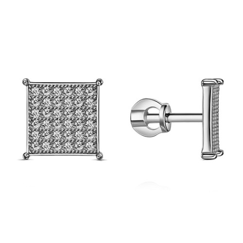 Серебряные cерьги пусеты (гвоздики) с фианитом