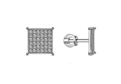 Серебряные cерьги пусеты (гвоздики) с фианитом
