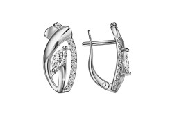 Серебряные cерьги классические с фианитом