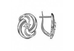 Серебряные cерьги классические с фианитом