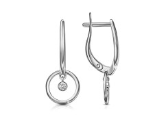 Серебряные cерьги висячие с фианитом