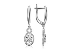 Серебряные cерьги висячие с фианитом