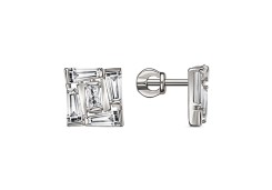 Серебряные cерьги пусеты (гвоздики) с фианитом