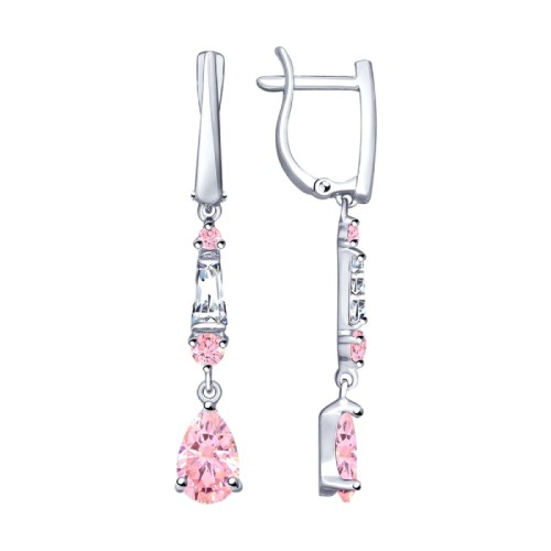 Серебряные cерьги висячие с фианитом