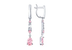 Серебряные cерьги висячие с фианитом