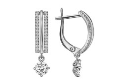 Серебряные cерьги висячие с фианитом
