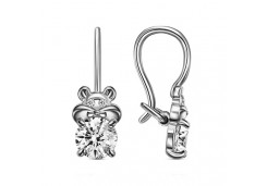 Серебряные cерьги классические с фианитом