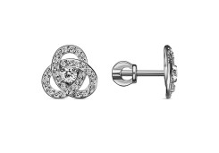 Серебряные cерьги пусеты (гвоздики) с фианитом