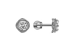 Серебряные cерьги пусеты (гвоздики) с фианитом